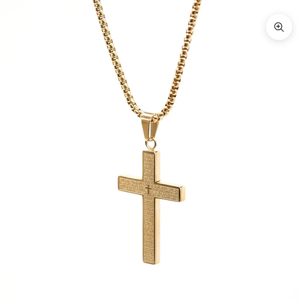 New Gold Chain our father written on pendant
23.6 in-chain; 28 x 42 mm-Pendant